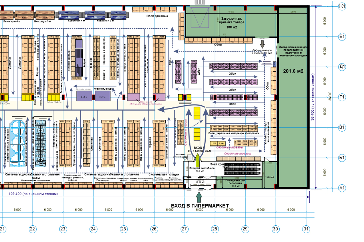 Планировка магазина строительных материалов